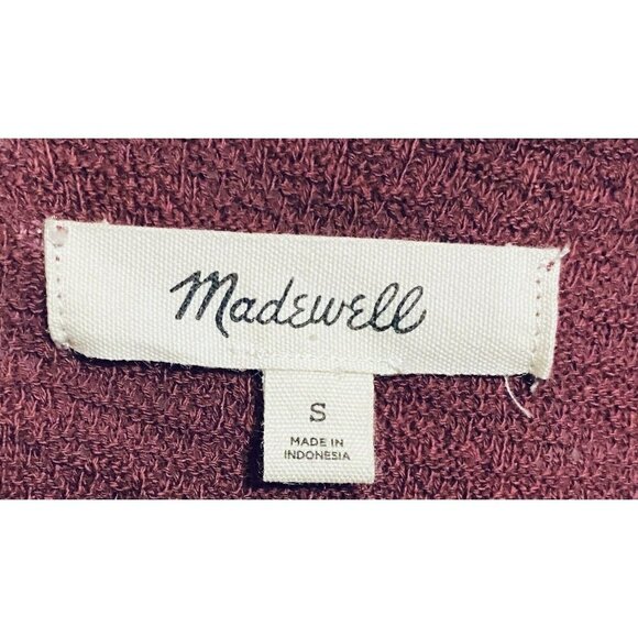 Madewell Top Womens Small Eyelet Sleeve Scoop Neck Dark Red Cotton Stretch Boho - Picture 7 of 9
